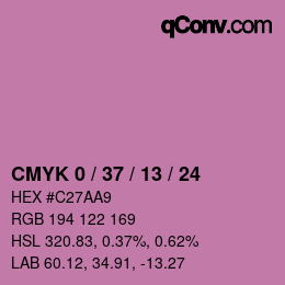 カラーコード: CMYK 0 / 37 / 13 / 24 | qconv.com