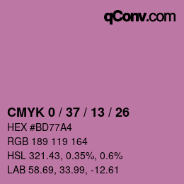 カラーコード: CMYK 0 / 37 / 13 / 26 | qconv.com
