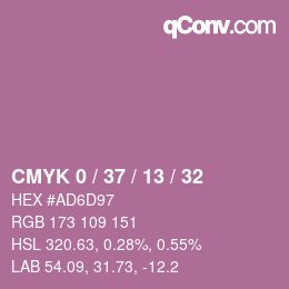 カラーコード: CMYK 0 / 37 / 13 / 32 | qconv.com