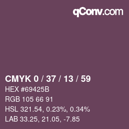カラーコード: CMYK 0 / 37 / 13 / 59 | qconv.com