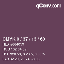 カラーコード: CMYK 0 / 37 / 13 / 60 | qconv.com