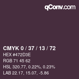 カラーコード: CMYK 0 / 37 / 13 / 72 | qconv.com