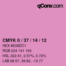 颜色代码: CMYK 0 / 37 / 14 / 12 | qconv.com