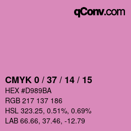 カラーコード: CMYK 0 / 37 / 14 / 15 | qconv.com