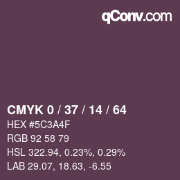 カラーコード: CMYK 0 / 37 / 14 / 64 | qconv.com