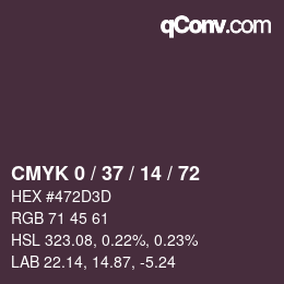 カラーコード: CMYK 0 / 37 / 14 / 72 | qconv.com