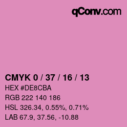 カラーコード: CMYK 0 / 37 / 16 / 13 | qconv.com