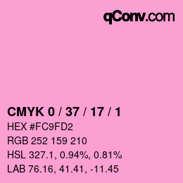 カラーコード: CMYK 0 / 37 / 17 / 1 | qconv.com