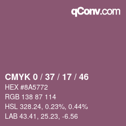 カラーコード: CMYK 0 / 37 / 17 / 46 | qconv.com