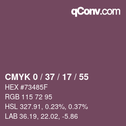 カラーコード: CMYK 0 / 37 / 17 / 55 | qconv.com