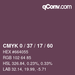 カラーコード: CMYK 0 / 37 / 17 / 60 | qconv.com