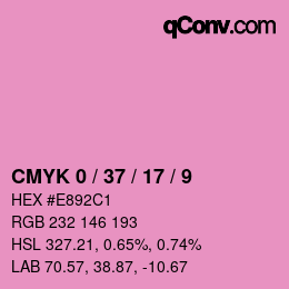 カラーコード: CMYK 0 / 37 / 17 / 9 | qconv.com