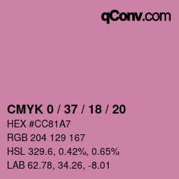 カラーコード: CMYK 0 / 37 / 18 / 20 | qconv.com