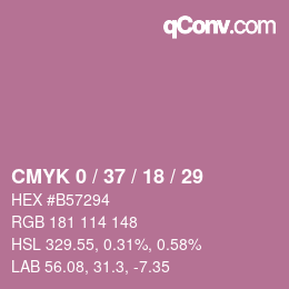 カラーコード: CMYK 0 / 37 / 18 / 29 | qconv.com