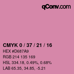 カラーコード: CMYK 0 / 37 / 21 / 16 | qconv.com