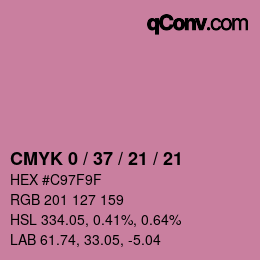 カラーコード: CMYK 0 / 37 / 21 / 21 | qconv.com