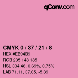 カラーコード: CMYK 0 / 37 / 21 / 8 | qconv.com