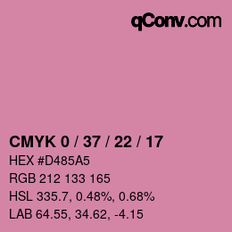 カラーコード: CMYK 0 / 37 / 22 / 17 | qconv.com