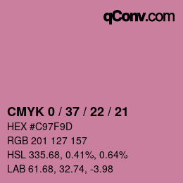 カラーコード: CMYK 0 / 37 / 22 / 21 | qconv.com