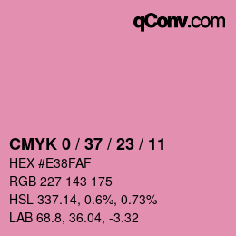 カラーコード: CMYK 0 / 37 / 23 / 11 | qconv.com