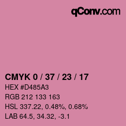 カラーコード: CMYK 0 / 37 / 23 / 17 | qconv.com