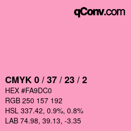 カラーコード: CMYK 0 / 37 / 23 / 2 | qconv.com