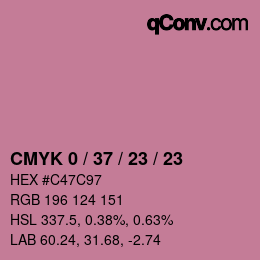 カラーコード: CMYK 0 / 37 / 23 / 23 | qconv.com