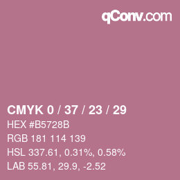 カラーコード: CMYK 0 / 37 / 23 / 29 | qconv.com