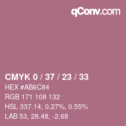 カラーコード: CMYK 0 / 37 / 23 / 33 | qconv.com
