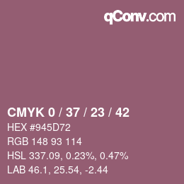 カラーコード: CMYK 0 / 37 / 23 / 42 | qconv.com