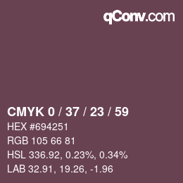 カラーコード: CMYK 0 / 37 / 23 / 59 | qconv.com