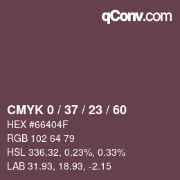 カラーコード: CMYK 0 / 37 / 23 / 60 | qconv.com