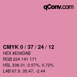 カラーコード: CMYK 0 / 37 / 24 / 12 | qconv.com