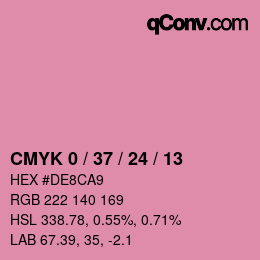 カラーコード: CMYK 0 / 37 / 24 / 13 | qconv.com