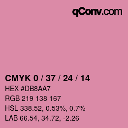 カラーコード: CMYK 0 / 37 / 24 / 14 | qconv.com