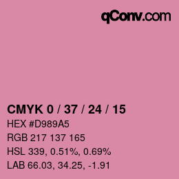 カラーコード: CMYK 0 / 37 / 24 / 15 | qconv.com