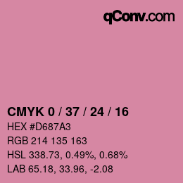 カラーコード: CMYK 0 / 37 / 24 / 16 | qconv.com