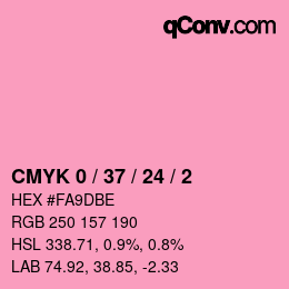 カラーコード: CMYK 0 / 37 / 24 / 2 | qconv.com
