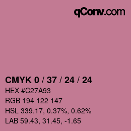 カラーコード: CMYK 0 / 37 / 24 / 24 | qconv.com