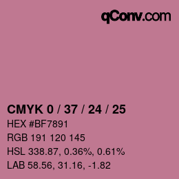 Color code: CMYK 0 / 37 / 24 / 25 | qconv.com