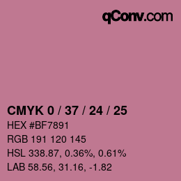 カラーコード: CMYK 0 / 37 / 24 / 25 | qconv.com