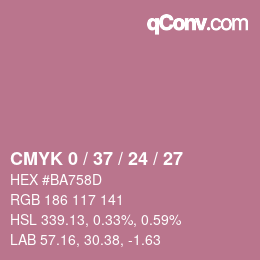 カラーコード: CMYK 0 / 37 / 24 / 27 | qconv.com