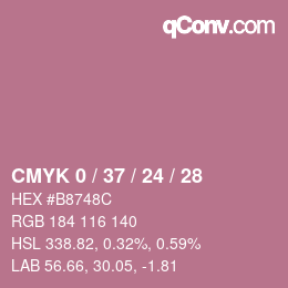 カラーコード: CMYK 0 / 37 / 24 / 28 | qconv.com