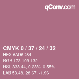 カラーコード: CMYK 0 / 37 / 24 / 32 | qconv.com