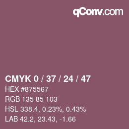 カラーコード: CMYK 0 / 37 / 24 / 47 | qconv.com
