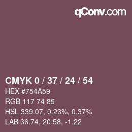 カラーコード: CMYK 0 / 37 / 24 / 54 | qconv.com
