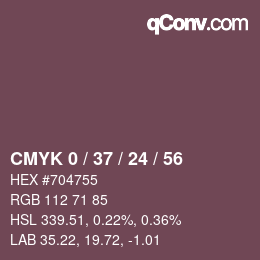 カラーコード: CMYK 0 / 37 / 24 / 56 | qconv.com