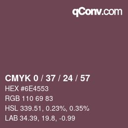 カラーコード: CMYK 0 / 37 / 24 / 57 | qconv.com