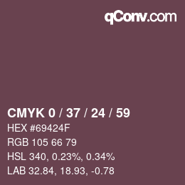 カラーコード: CMYK 0 / 37 / 24 / 59 | qconv.com