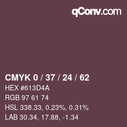 カラーコード: CMYK 0 / 37 / 24 / 62 | qconv.com